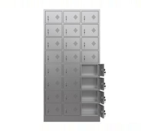 Durable 24 Door Stainless Steel Medicine Display Cabinet Water Resistant For School / Household