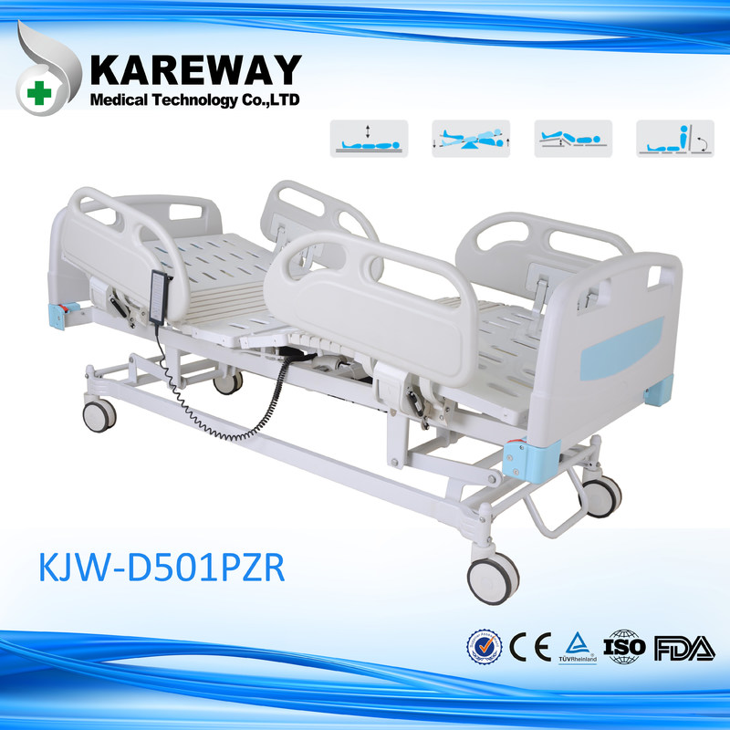 White Five Functions Linak Electric Hospital Bed Backrest Tilting For ICU