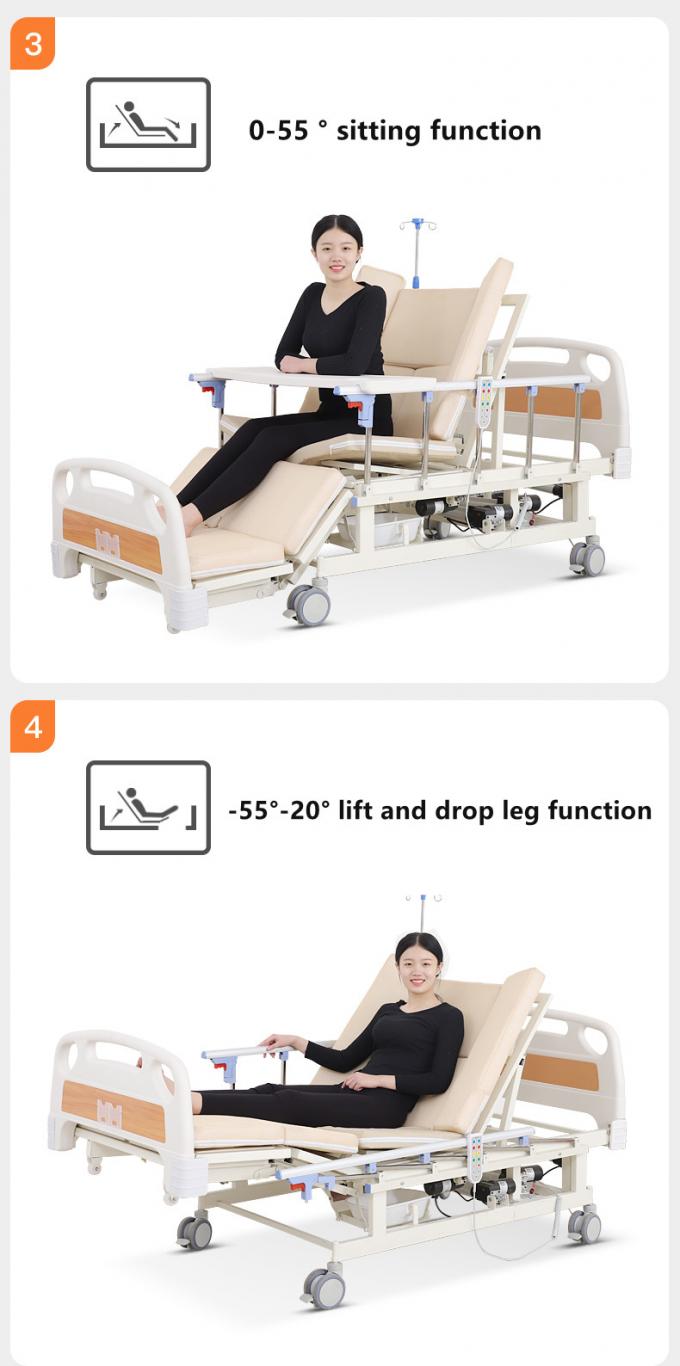 Length 2000mm Electric Hospital Bed Adjustable Patient Bed Turning Lifting
