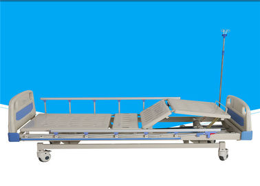 Foldable ABS Cranks Manual Hospital Bed Detachable With Dining Table / IV Stand