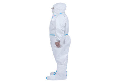 Unisex Disposable Chemical Coveralls , Antibacterial Disposable Coverall Suit