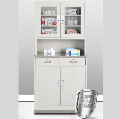 Electrolytic Plate Hospital Medicine Display Cabinet With Two Drawers
