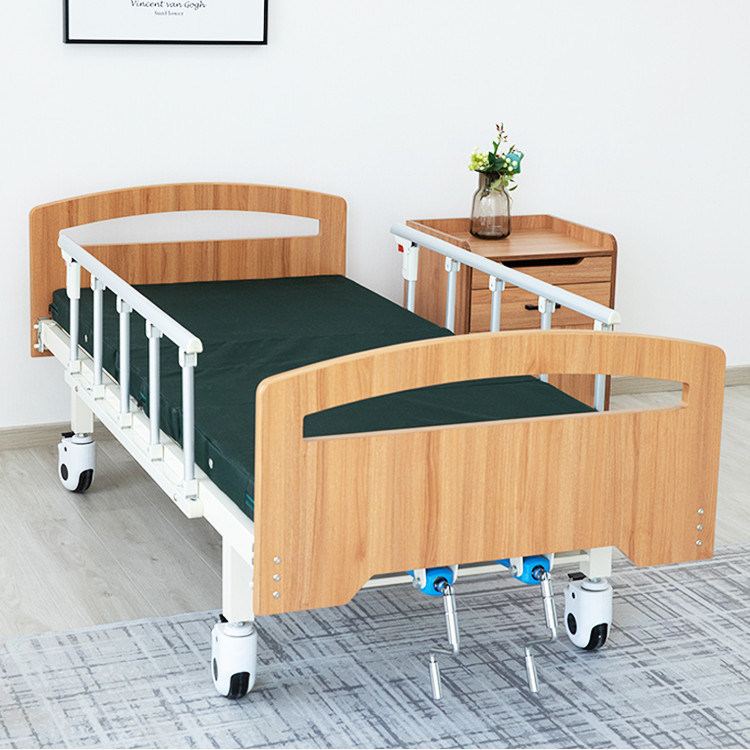 Adjustable Manual Hospital Bed Back Raising Hospital Style Beds Wooden
